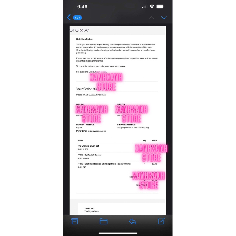 Cọ trang điểm Sigma chính hãng Auth