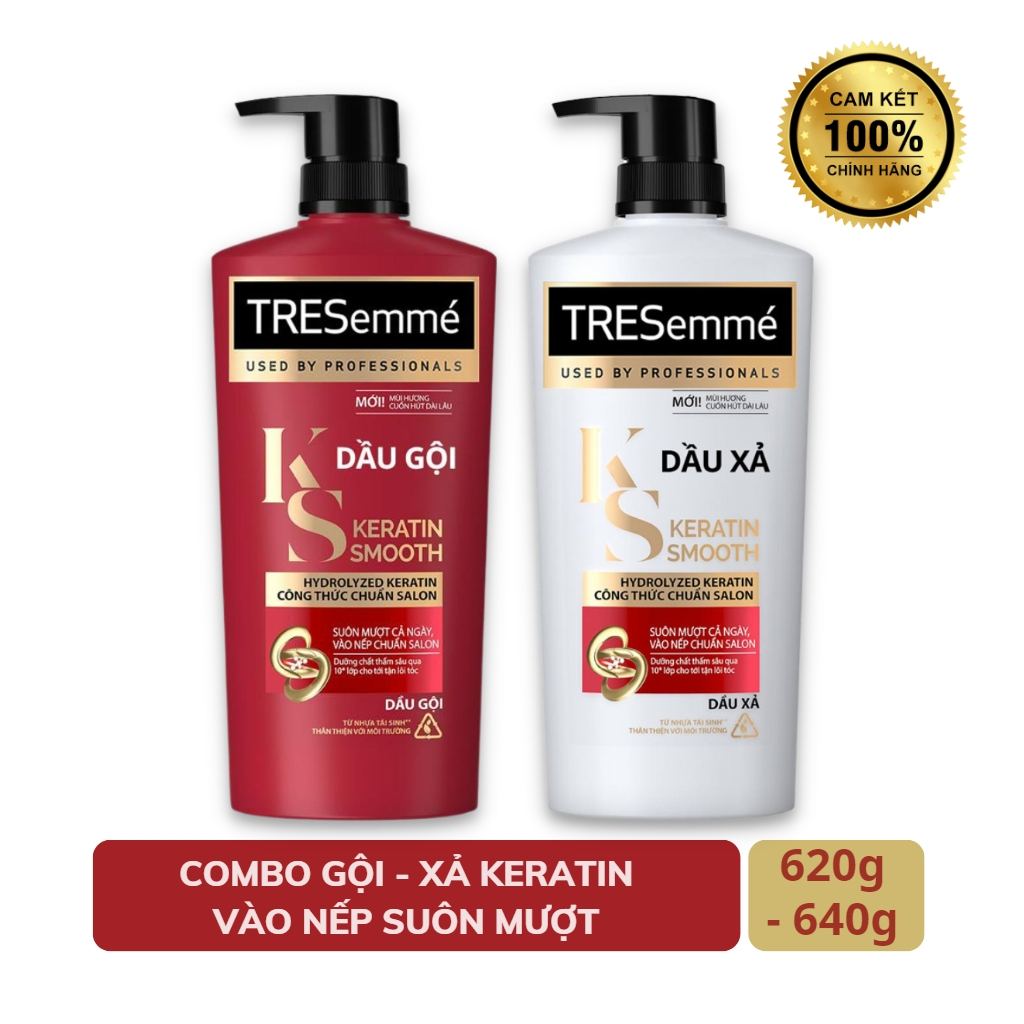 Dầu Gội TRESEMME Keratin Smooth cho tóc Khô Xơ Rối - Tinh dầu Argan giúp tóc Suôn Mượt óng ả - Chính Hãng (có Dầu xả)