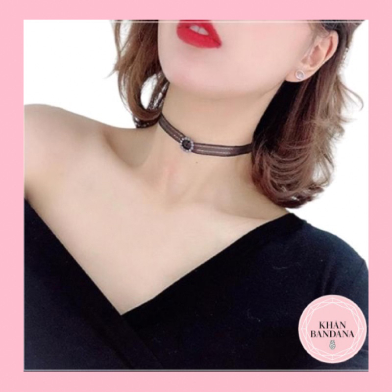 Vòng cổ ren đính đá phong cách hàn quốc