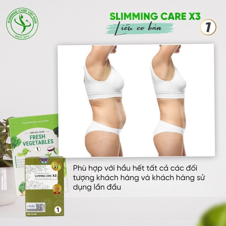 Viên uống thảo mộc Slimming Care X3 hỗ trợ giảm cân và thải mỡ về dáng an toàn hiệu quả, tặng kèm viên uống detox rau củ