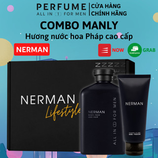  Combo sữa tắm gội nam Nerman 350ml và sữa rửa mặt ngừa mụn Nerman 100ml Combo Manly Nerman chính hãng 