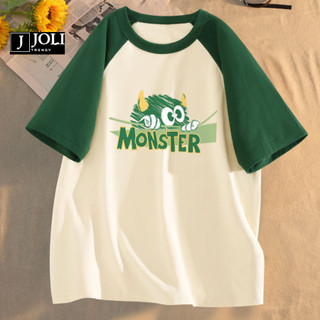 Áo Thun Nữ, Áo Phông Raglan Tee Nam Nữ Unisex Tay Lỡ By JOLI BST03 In Hình Chất Cotton Form Rộng J Joli Trendy