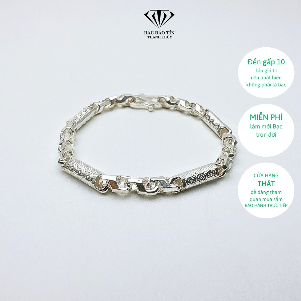 Lắc tay bạc cho bé trai đốt tròn Bảo Tín Thanh Thủy ,chất liệu bạc ta nguyên chất 2.22, dài 15cm rộng 0.3cm