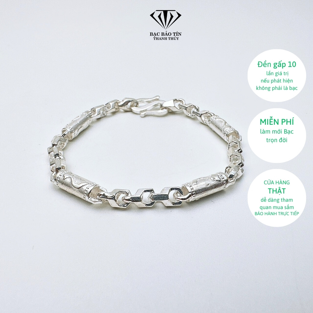 Lắc tay bạc ta cho bé trai, đốt tròn.Trọng lượng bạc 2.57, dài 15cm. Trang sức bạc cao cấp Bảo Tín Thanh Thủy