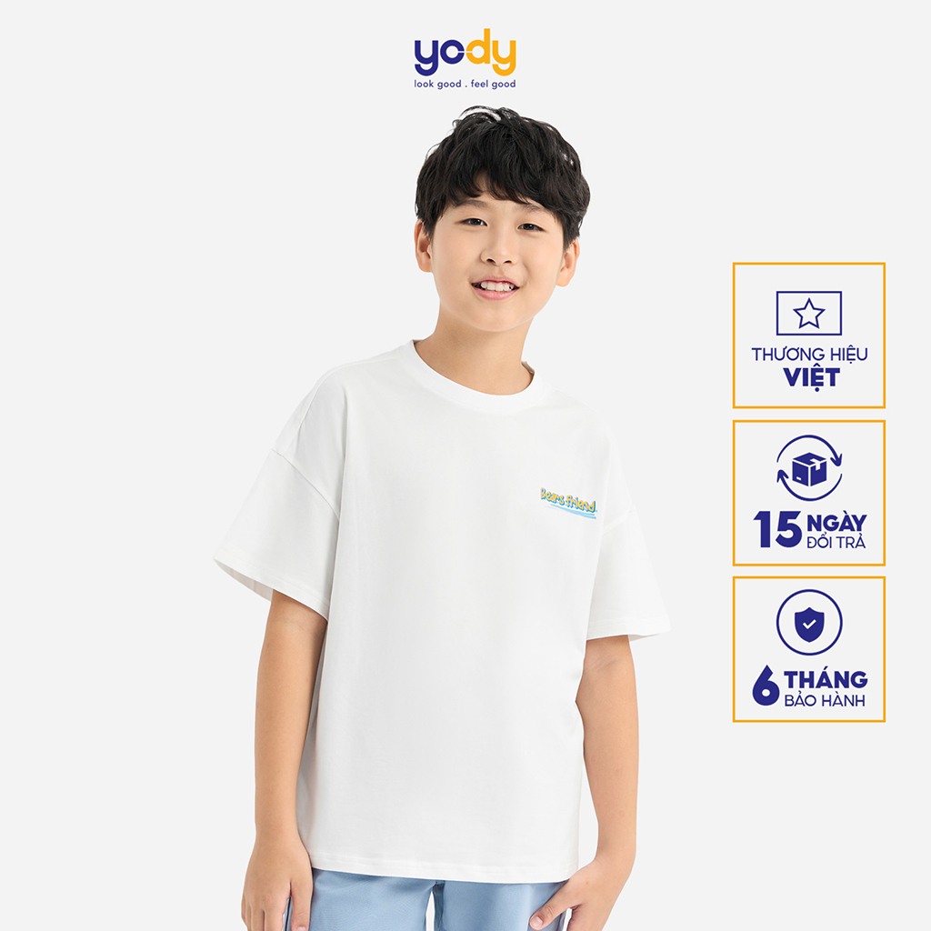 Áo thun trẻ em unisex bé trai bé gái YODY từ 10 đến 14 tuổi cộc tay chất liệu cotton mềm mát TSK6244