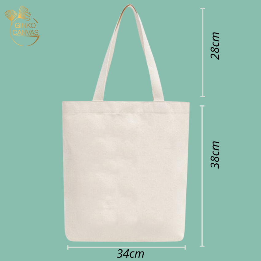 Túi vải tote Ginko có dây kéo khóa ( túi con bên trong ) phong cách ulzzang Hàn Quốc in hình minimalist B14-M96