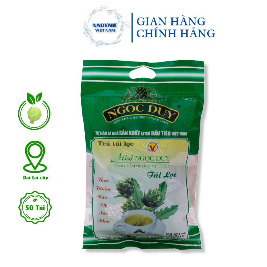 Trà Atiso Ngọc Duy Classic đặc biệt (Gói xanh 50 túi lọc) - Dòng trà thượng hạng Đà Lạt