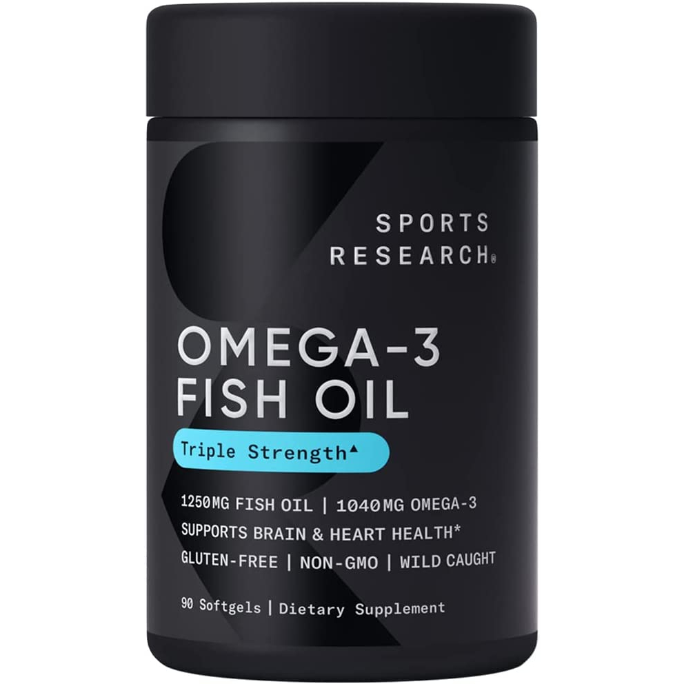 Dầu cá Alaska Sports Research Omega-3 Fish Oil 1250mg, Triple Strength 90 viên USA mẫu mới nhất date 11.2025