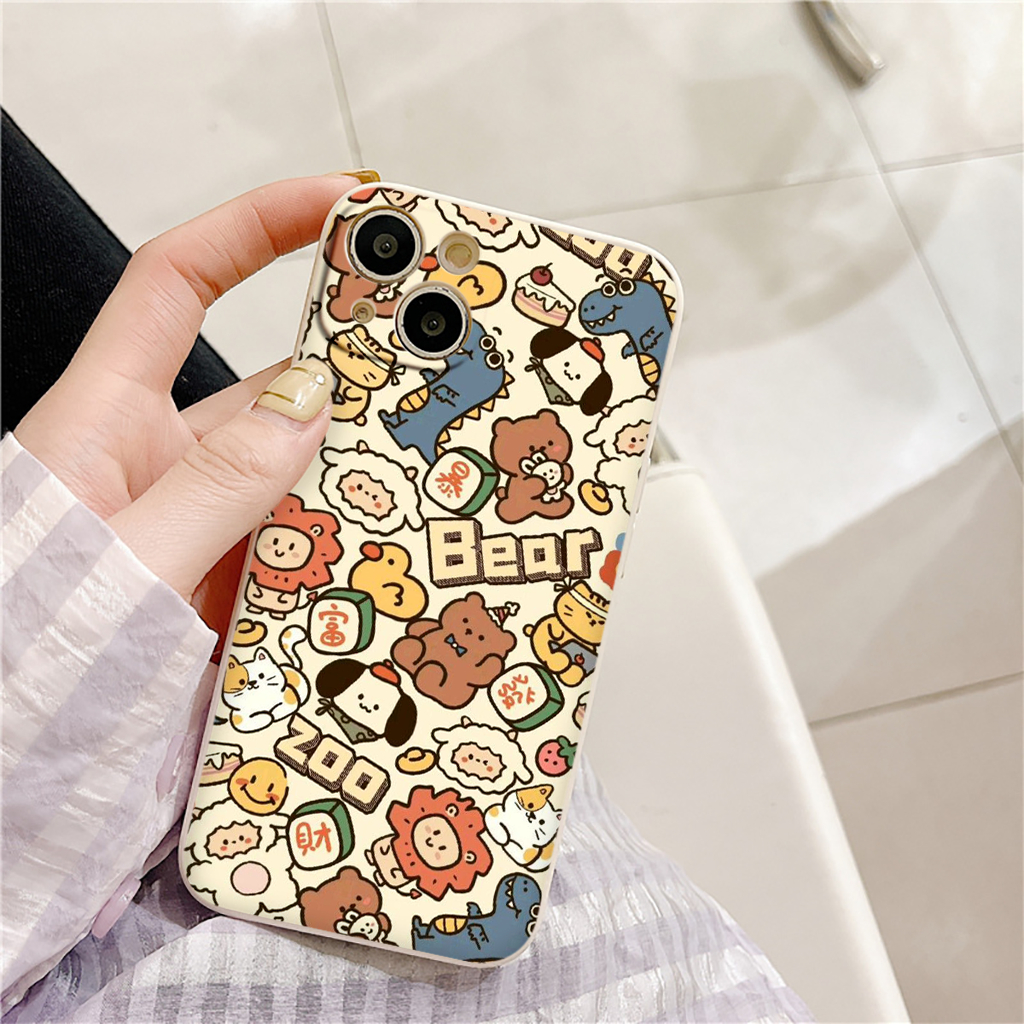 Ốp lưng iphone vuông chống sốc gấu bông zoo nhiều hình đẹp 6/6s/7/8/X/XS/11/12/13/14 Pro Plus Max e5933