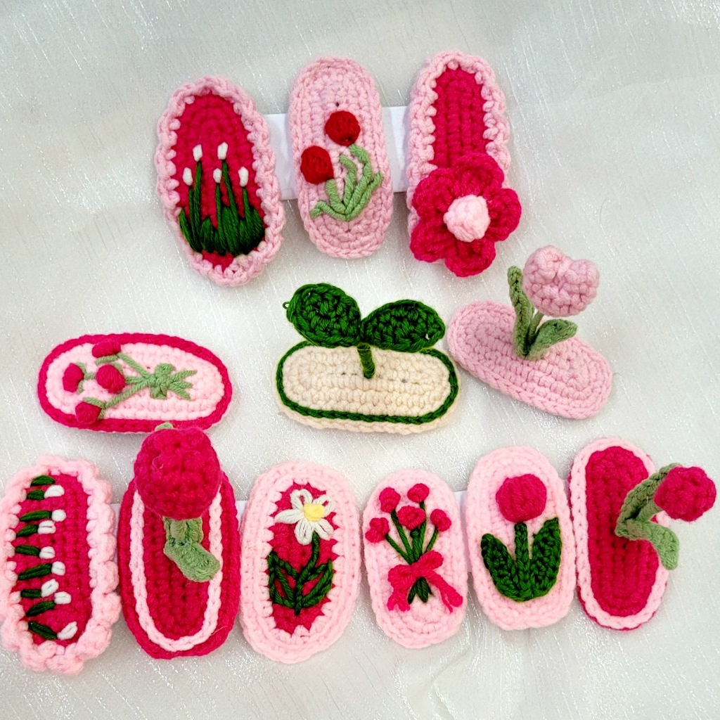 Phụ kiện tóc, Kẹp tóc len, Kẹp tóc bông hoa, Kẹp tóc Handmade