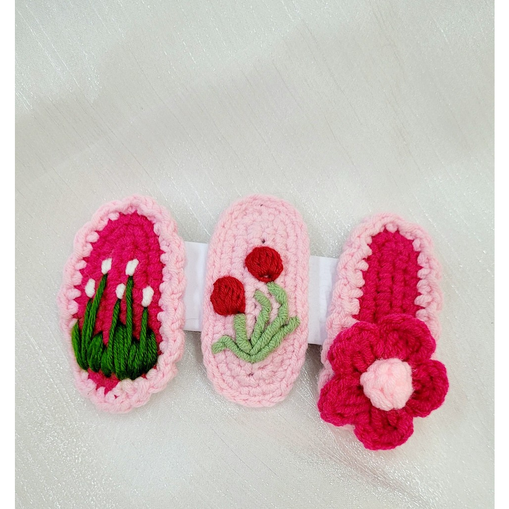 Phụ kiện tóc, Kẹp tóc len, Kẹp tóc bông hoa, Kẹp tóc Handmade