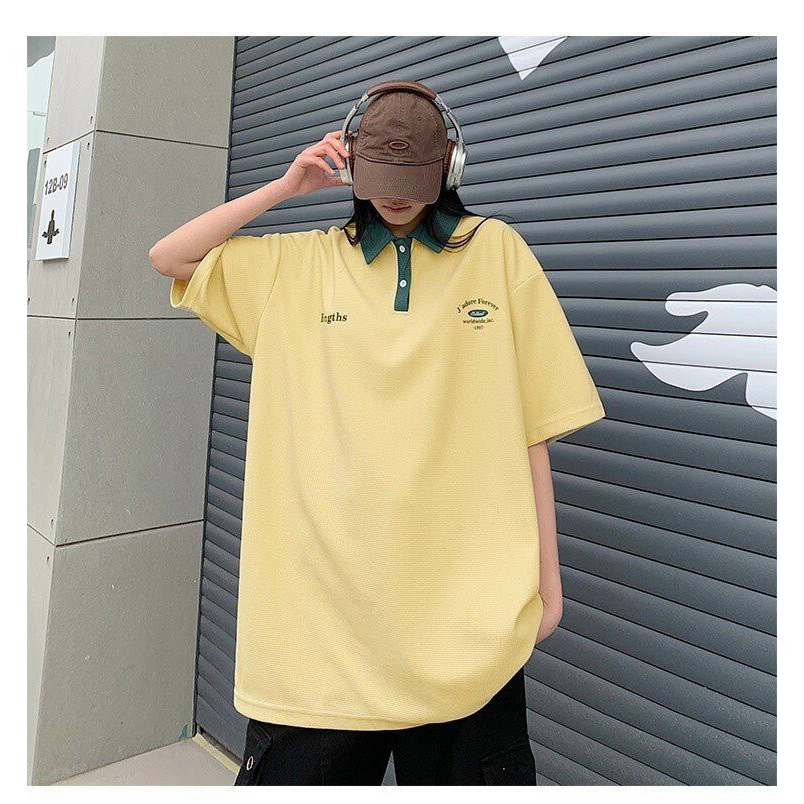 Áo thun polo unisex Lyihome dành cho nam và nữ, áo phong cách Hàn Quốc form rộng trẻ trung, năng động, chất vải dày dặn