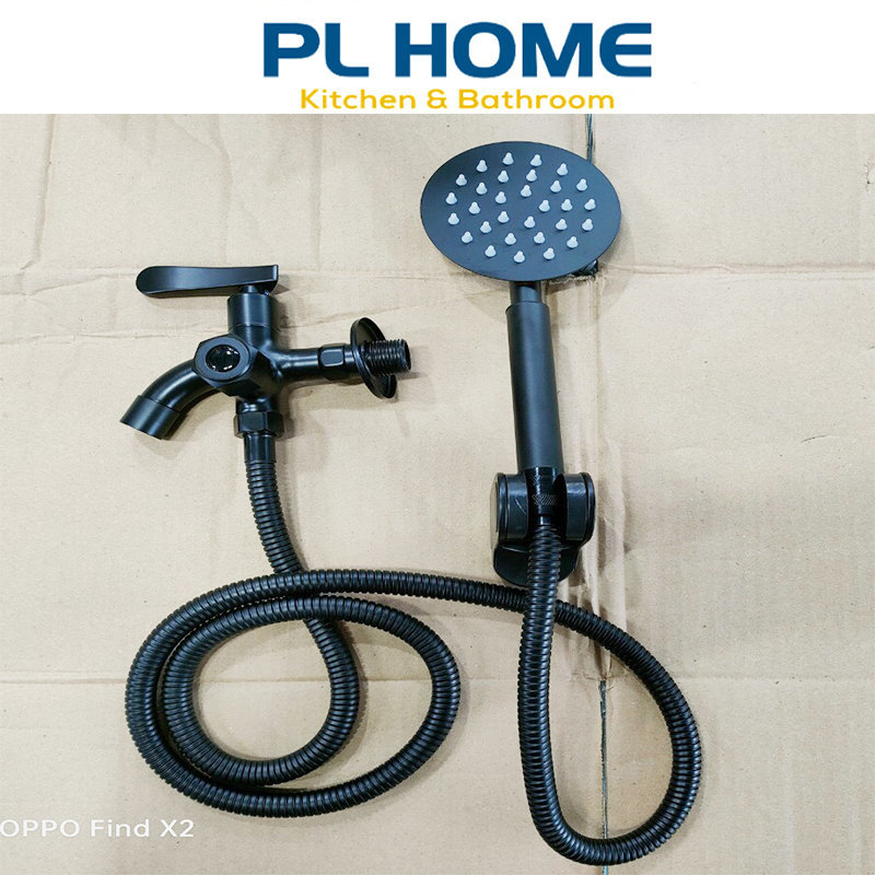Bộ Củ Sen Tắm Lạnh Inox 304 Sơn Tĩnh Điện Màu Đen