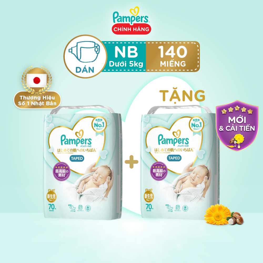 Combo 2 Tã Dán Pampers Nội Địa Nhật Bản NB66+4/S60+4/M48+4/L40+2