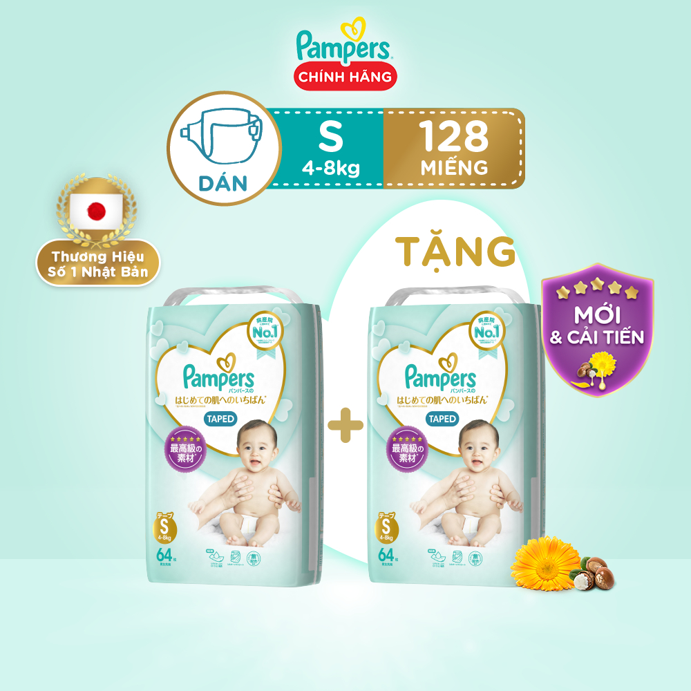 [Mua 1 tặng 1] Combo 2 Tã Dán Pampers Nội Địa Nhật Bản NB66+4/S60+4/M48+4/L40+2