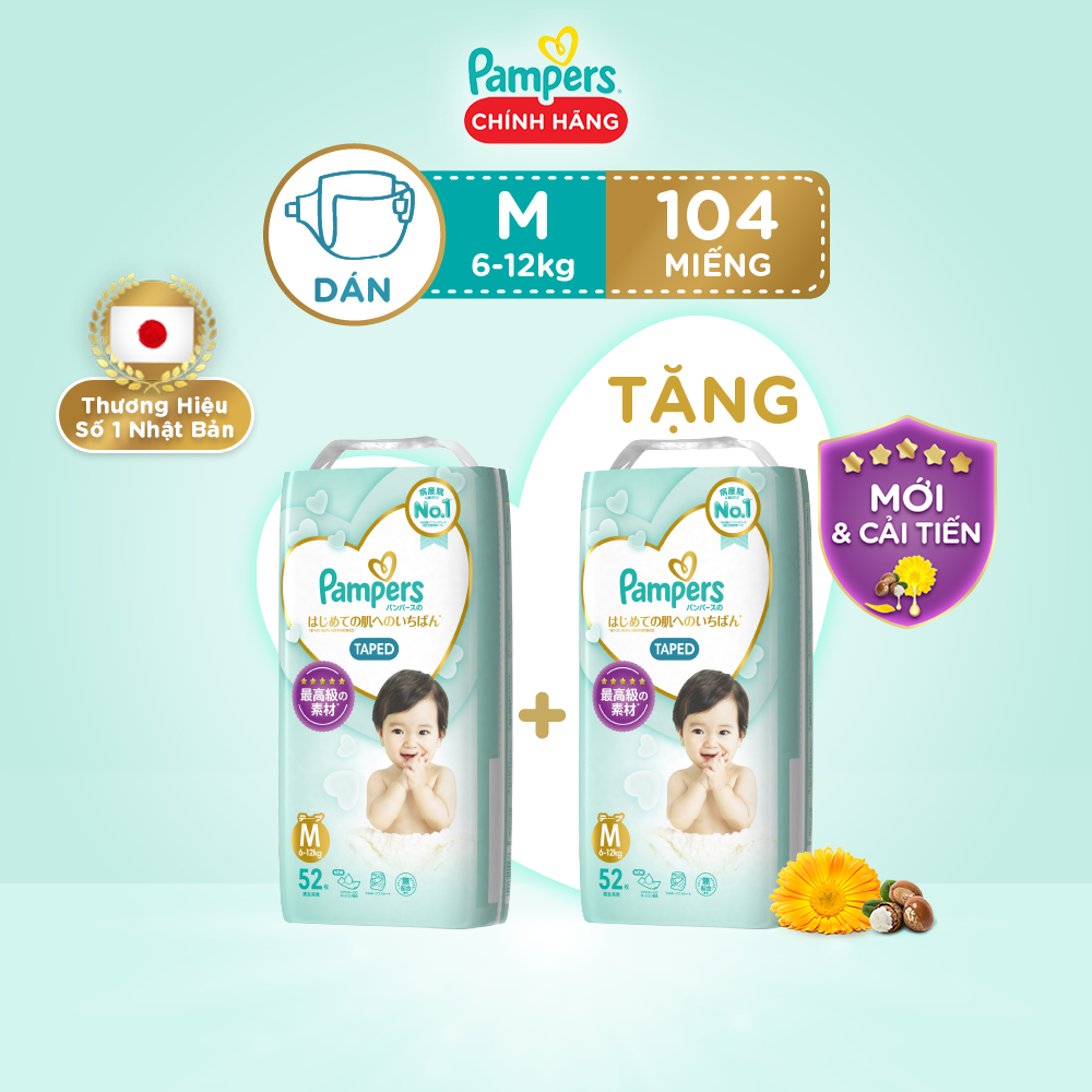 [Mua 1 tặng 1] Combo 2 Tã Dán Pampers Nội Địa Nhật Bản NB66+4/S60+4/M48+4/L40+2