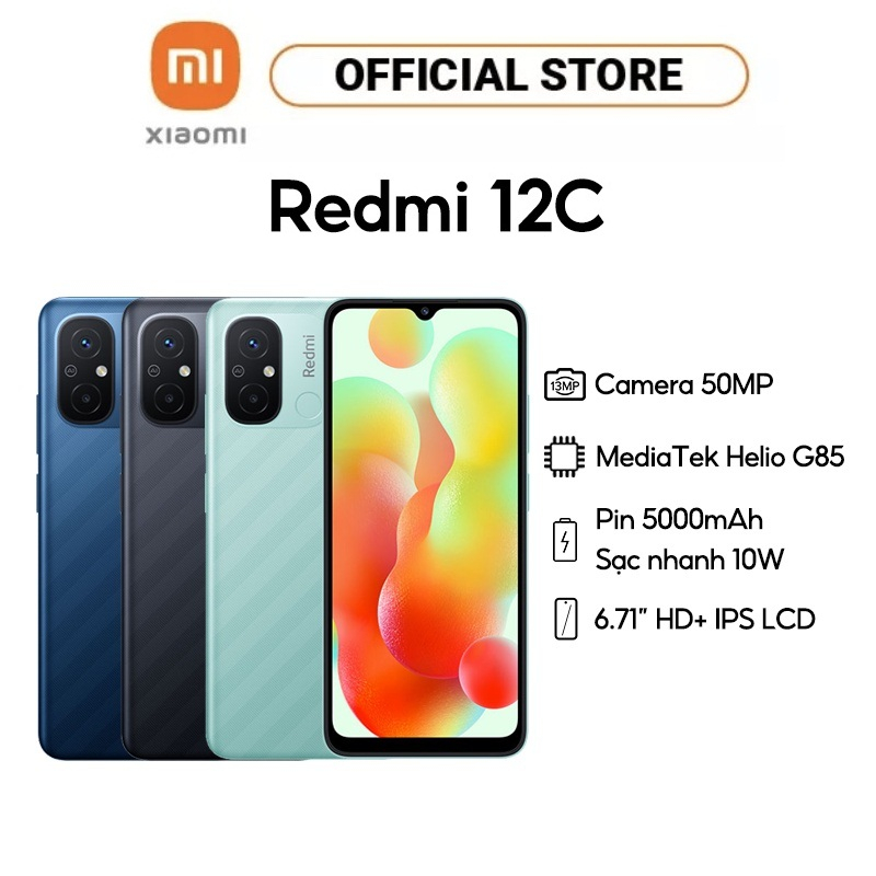 Điện thoại Xiaomi Redmi 12C 4GB Ram | PIN 5000 mAh | Helio G85