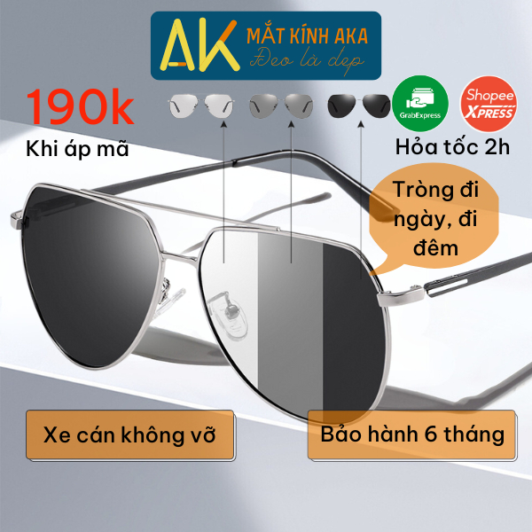 Kính mát nam râm mắt thể thao Akastore đổi màu chống tia UV phân cực đi đường bụi chống cháy nổ thời trang