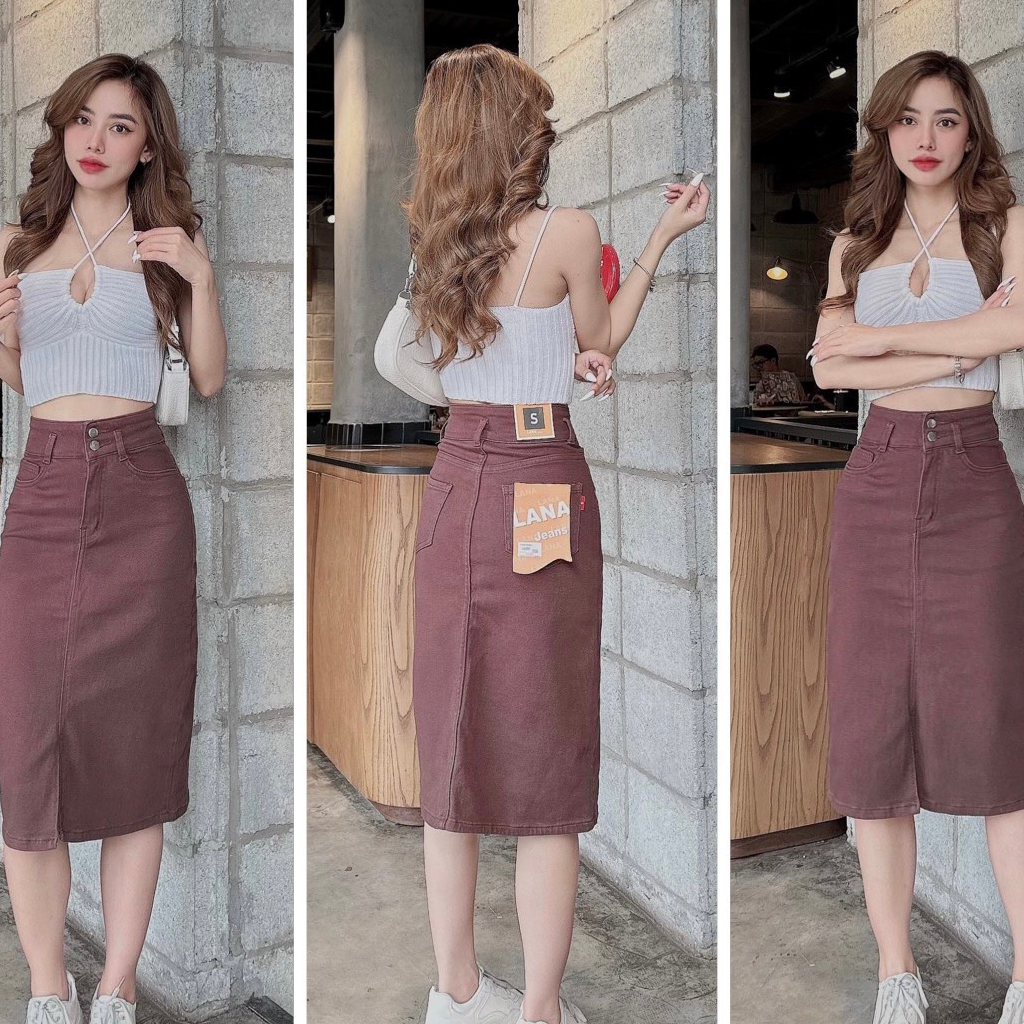 Chân Váy Jeans Dáng Dài Trơn Nhiều Màu Chuẩn Hàng Cao Cấp
