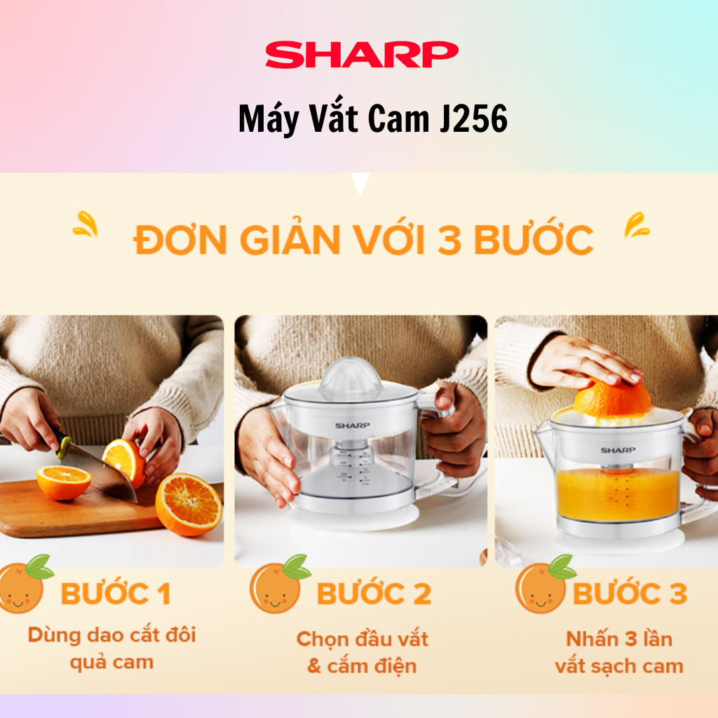 Máy Vắt Cam SHARP EJ-J256-WH/J407-BK/J408/J415-WH/J130-ST/J850-BK - Hàng Chính Hãng