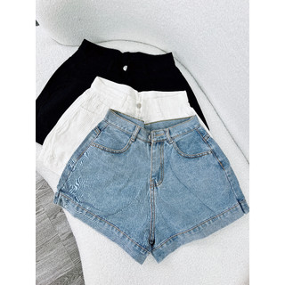Quần Short Jean Ống Rộng Lưng Cao Trắng Đen Xanh