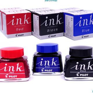 Mực Ink Pilot 30ml màu xanh, đen, đỏ dành cho bút máy luyện chữ không phai không lắng cặn S&G