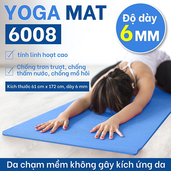 BG-Thảm tập yoga/gym loại dày 6mm TPE siêu bền màu hồng