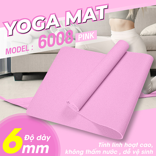 BG-Thảm tập yoga/gym loại dày 6mm TPE siêu bền màu hồng