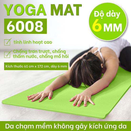 { 3 MÀU}BG Thảm tập yoga tập gym siêu bền loại dày 6mm TPE