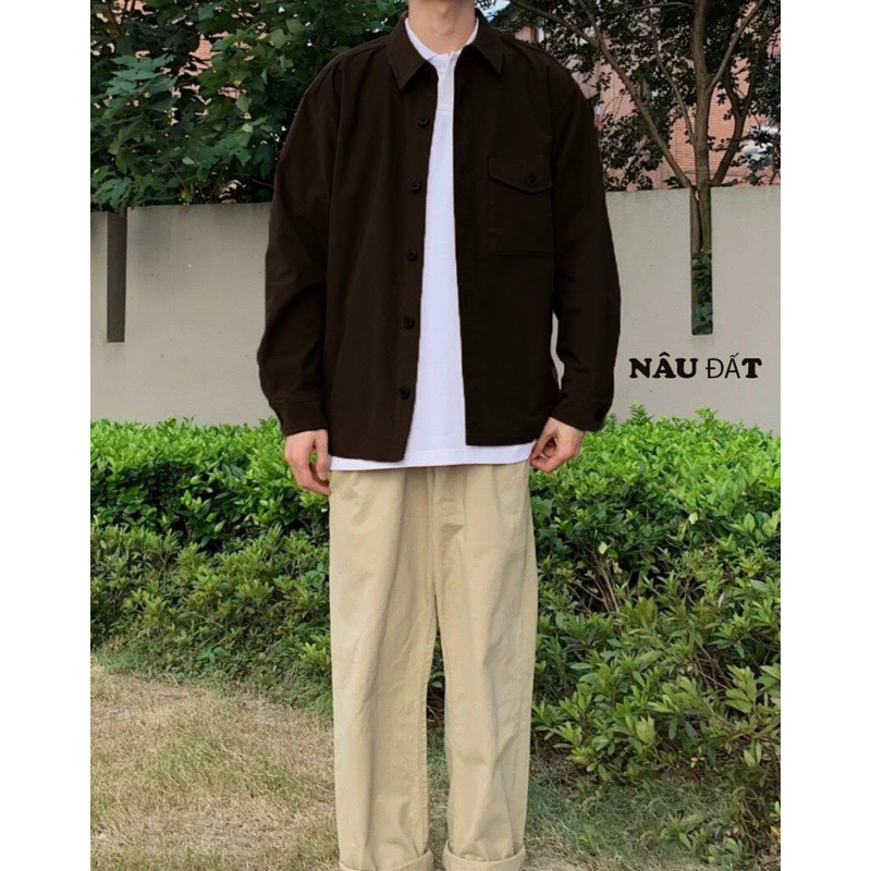 Áo khoác sơ mi Unisex chất kaki dày dặn thoáng mát, form chuẩn đẹp - có thể dùng làm áo khoác Lyihome