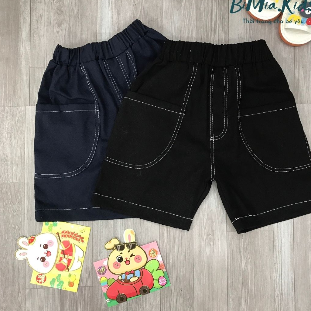 Quần Bé Trai Short Trơn Chất Kaki Thun Mềm Mát Quần Đùi Trơn Bé Trai BIMIA KIDS
