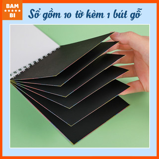 Sổ Than Ma Thuật Cầu Vồng A6 - Sổ Scratch Note 10 tờ