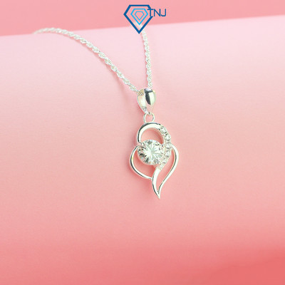 Vòng cổ bạc nữ Moissanite 6.0ly hình trái tim lấp lánh, kèm thẻ tra cứu cao cấp DCNM0003 - Trang Sức TNJ