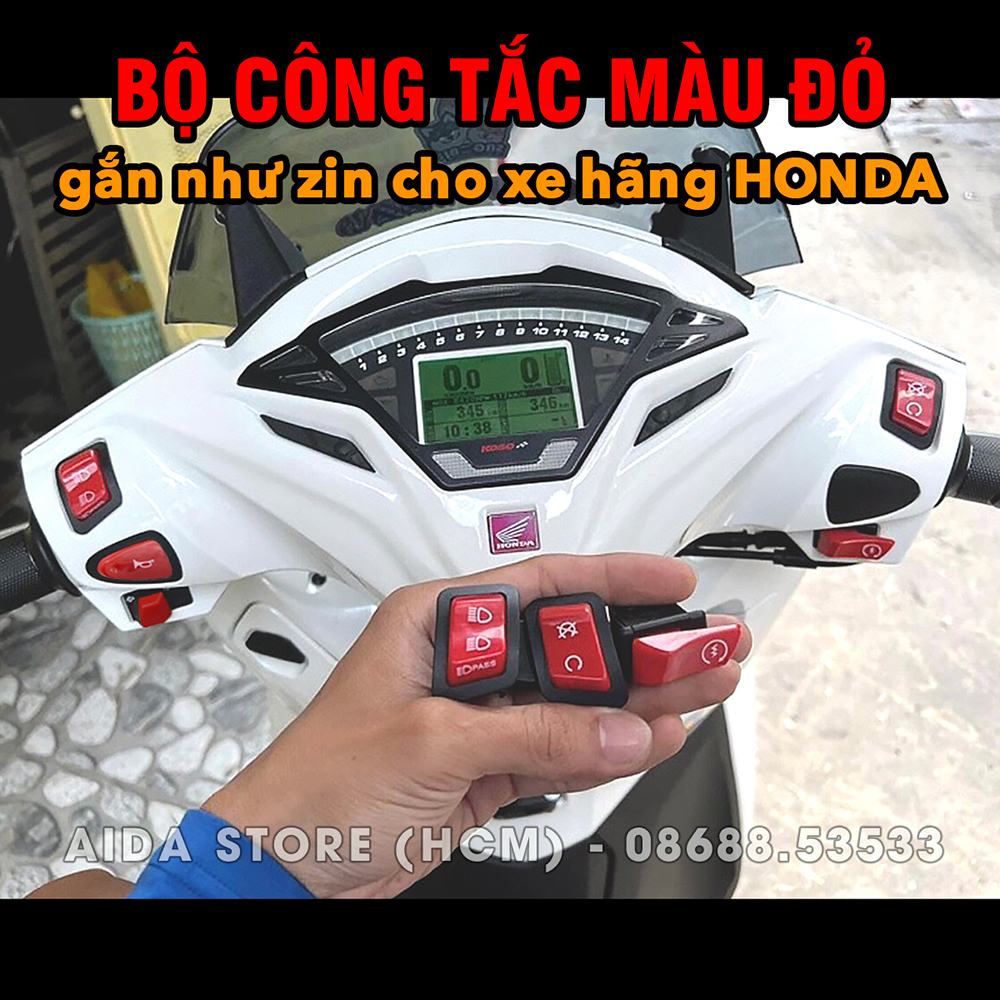 Công tắc kèn còi xe máy phiên bản màu đỏ như zin cho các xe Honda