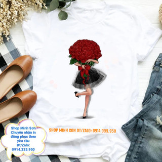 🎼🌻🎼 ÁO THUN CÔ GÁI HOA HỒNG CHẤT COTTON ĐỦ MÀU ĐỦ SIZE ĐẾN 120KG