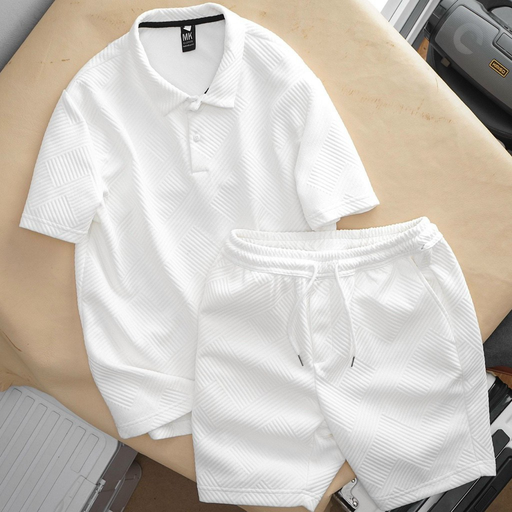 Bộ quần áo nam mùa hè, Áo ngắn tay kèm quần short đùi chất liệu vải co giãn thoải mái, đầy đủ các size