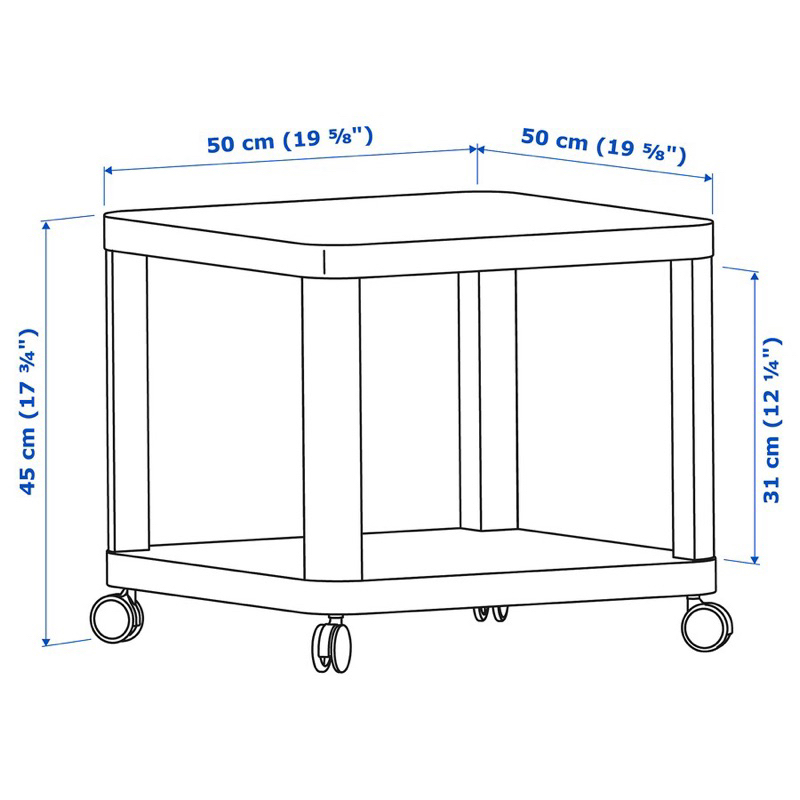 Bàn có bánh xe 50x50 TINGBY IKEA chính hãng