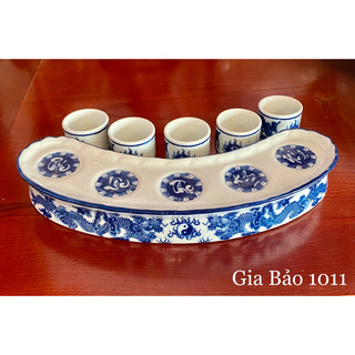 Bộ kỷ ngai - cong - thẳng men lam