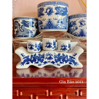 Bộ kỷ ngai - cong - thẳng men lam