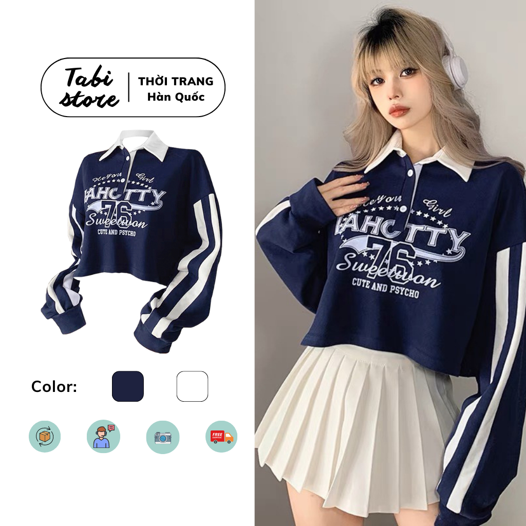 Áo Croptop Polo Dài Tay Tabistore Dưới 65kg - HAHC 76