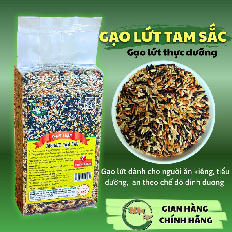 Gạo Lứt Tam Sắc dẻo hỗ trợ ăn kiêng giảm cân - Chính Hãng Mộc Việt GLTS01