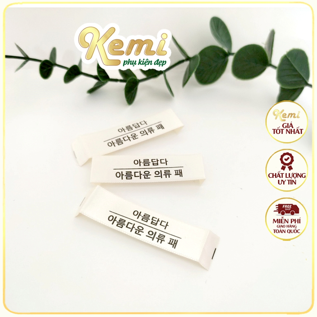 Mác quần áo chữ Hàn - gói 100 chiếc chất liệu lụa Satin bóng, mềm mịn, chắc, bền, đẹp