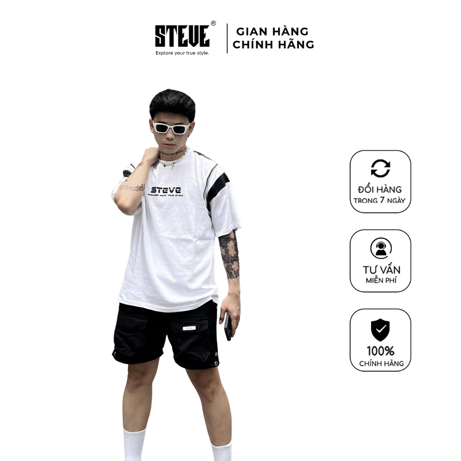 Áo Thun Nam Steve Explore Your True Style, Áo phông nam tay lỡ mix da fom unisex - Local Brand
