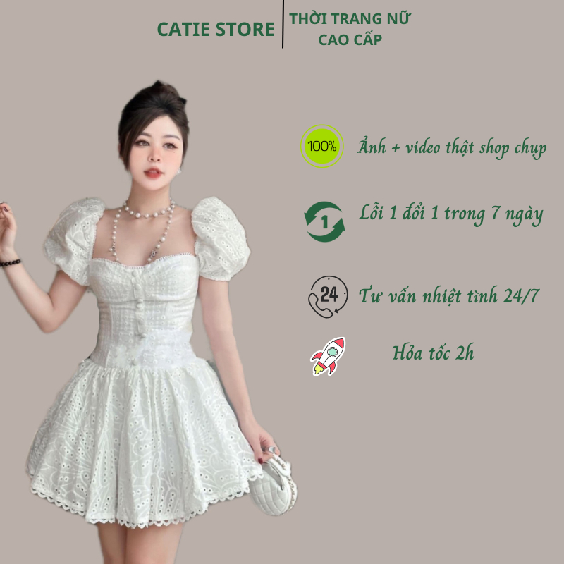 Váy ren cúp ngực cổ vuông cao cấp kèm mút ngực sang chảnh, đầm nữ ren đệm ngực loại 1 xinh xắn kèm ảnh video thật