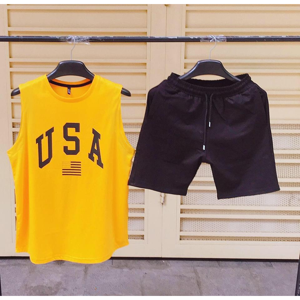 Bộ thể thao sát nách VOSION phối viền cổ siêu hot