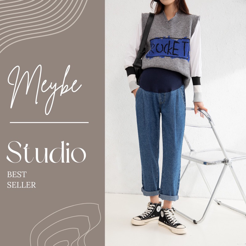 QUẦN JEAN BẦU MEYBE TRƠN PHONG CÁCH HÀN QUỐC