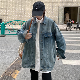 Áo khoác jean ulzzang denim nữ form rộng dài, áo khoát jacket nữ chất denim phong cách retro 1392