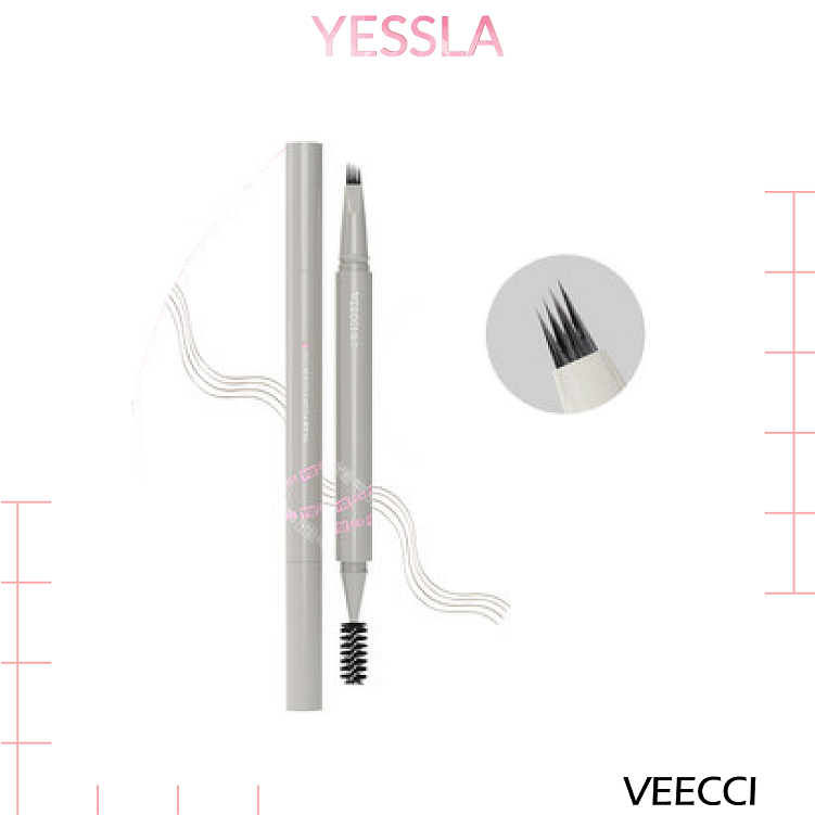 Veecci - Bút phẩy sợi lông mày 4 nét 3D nét ảnh tự nhiên
