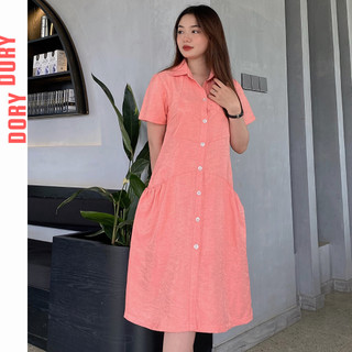 Đầm công sở thiết kế DORY dáng suông chữ A tay cổ sơ mi có tay có túi 2 bên - Phong Cách Công Sở
