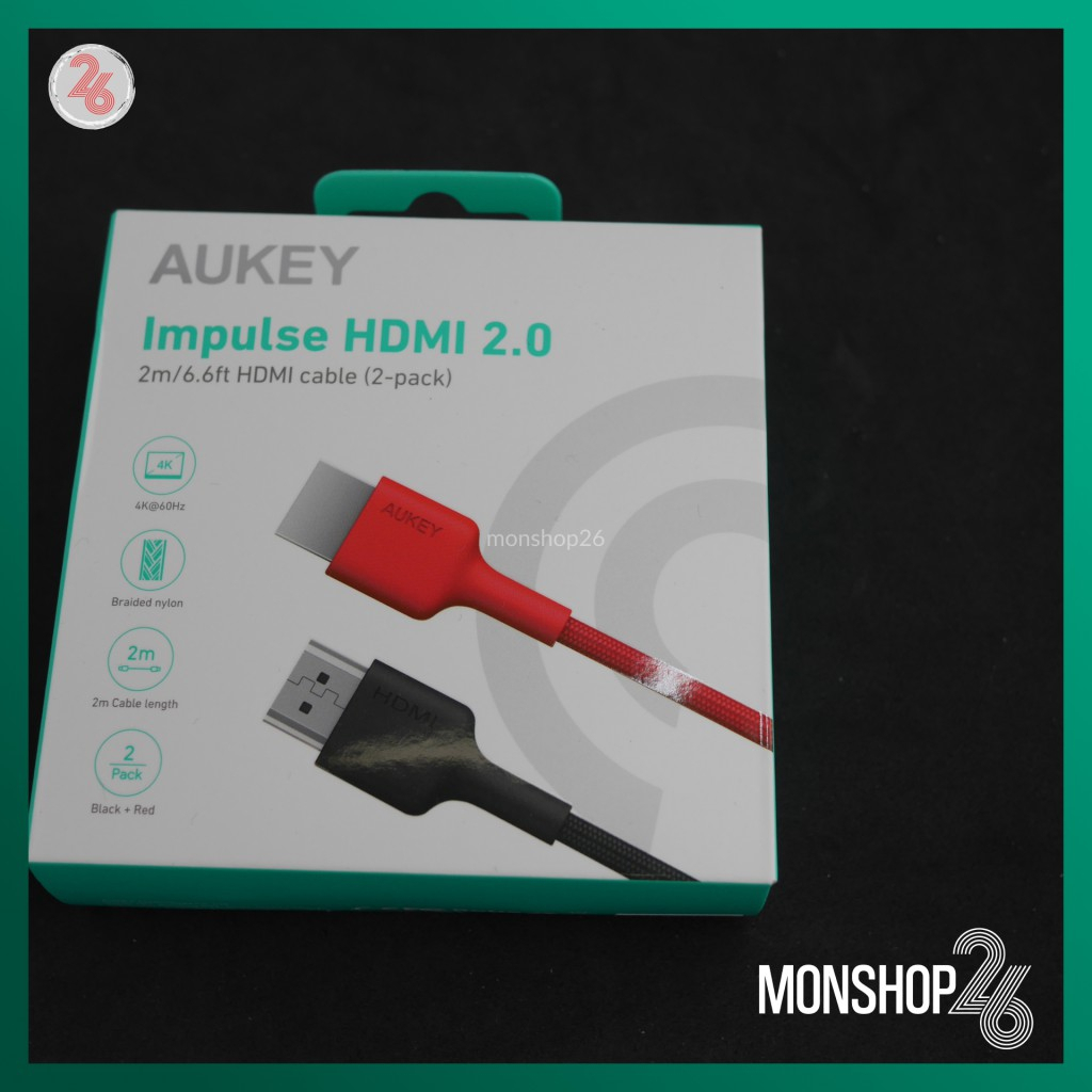 🔌 Bộ cáp HDMI to HDMI Aukey CB-H01 bọc dù dài 2m - Chính hãng 🔌